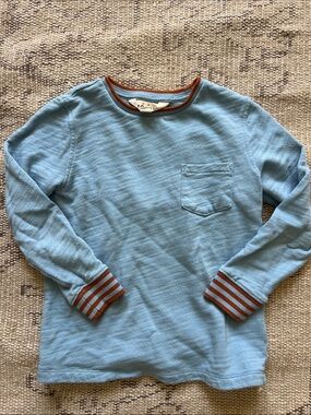 Mini Boden Light Blue Long-Sleeve Tee with Rust-Trim